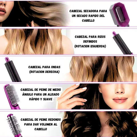 Cepillo Secador Profesional 5 en 1 ¡Transforma tu Cabello en Minutos!